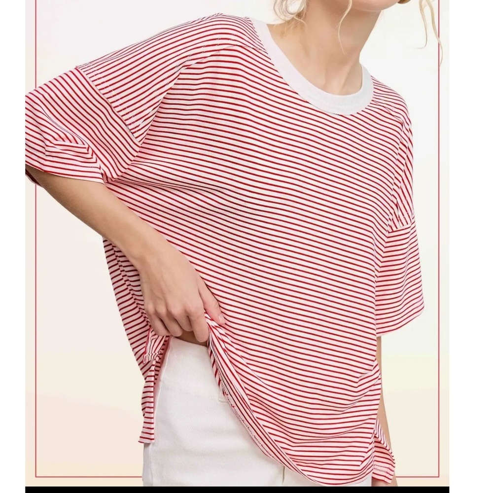 La Miel Red Striped T-Shirt Patch‎ Spine Detailing Small